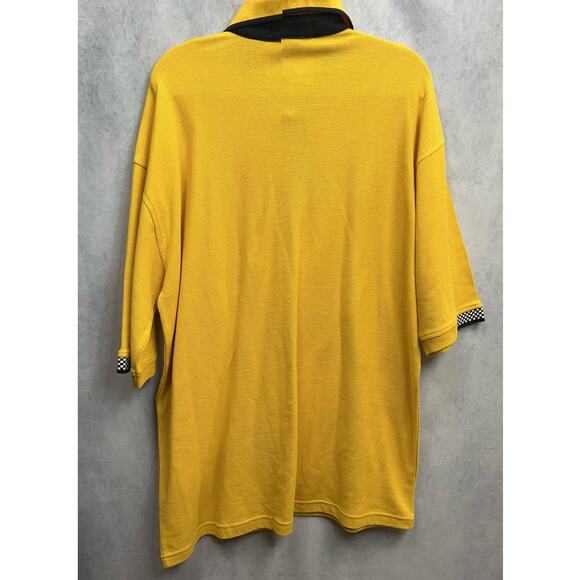 Vintage Jerzees Mens Polo Shirts with Checkers Sleeves Size XL Yellow - Picture 2 of 5